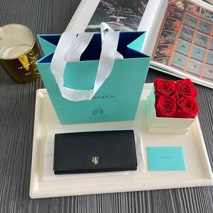 Tiffany & Co. Continental Flap Black Large Wallet NEW $800